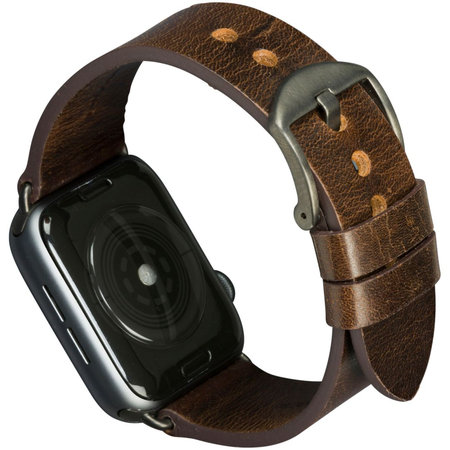 MODE - Bornholm bőr karkötő az Apple Watch-hoz, 44 mm, sötétbarna / tér szürke