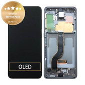 Samsung Galaxy S20 G980F - LCD Kijelző + Érintőüveg + Keret (Cosmic Gray) - GH82-22131A, GH82-22123A, GH82-31433A, GH82-31432A Genuine Service Pack