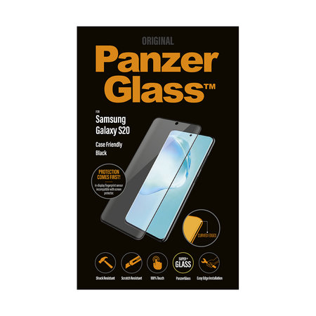 PanzerGlass - edzett üvegtok, barátságos a Samsung Galaxy S20 készülékhez, fekete
