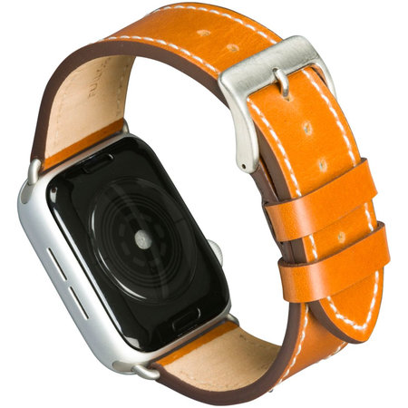 MODE - koppenhágai bőr karkötő az Apple Watch számára 44 mm, barnás / ezüst