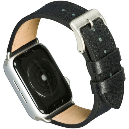 MODE - koppenhágai bőr karkötő Apple Watch 44 mm-es, fekete / ezüst