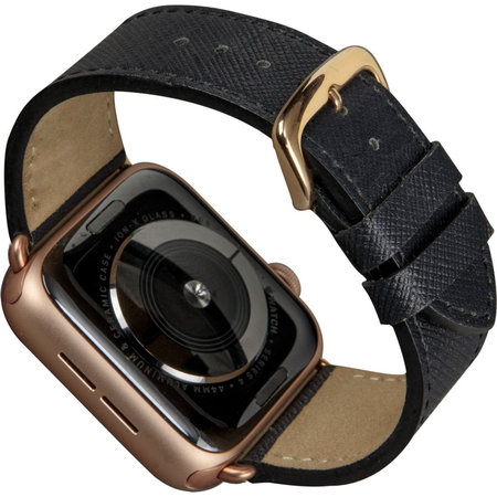 MODE - madridi bőr karkötő Apple Watch 38/40 mm, éjfekete