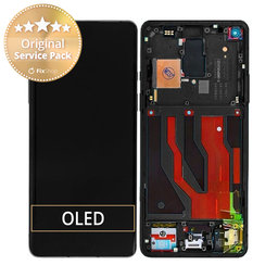 OnePlus 8 - LCD Kijelző + Érintőüveg + Keret (Onyx Black) - 2011100172 Genuine Service Pack