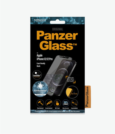 PanzerGlass - Edzett Üveg Case Friendly CamSlider AB - iPhone 12 és 12 Pro, fekete