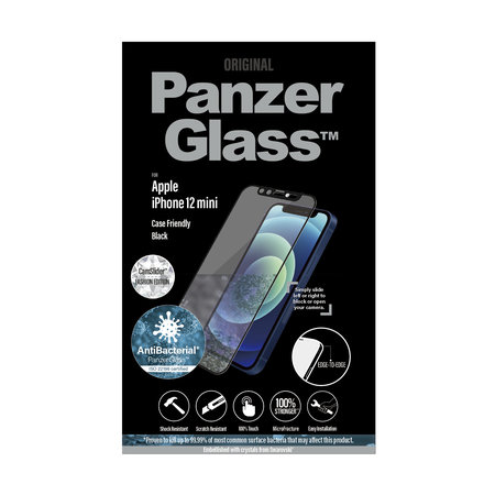 PanzerGlass - Edzett üveg tokbarát CamSlider Swarovski AB iPhone 12 mini készülékhez, fekete