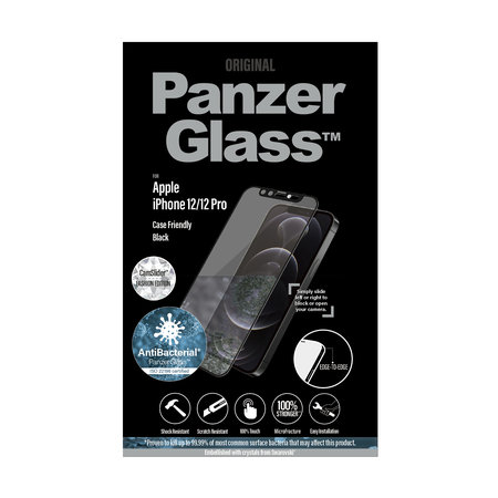 PanzerGlass - edzett üveg tokbarát CamSlider Swarovski AB iPhone 12/12 Pro készülékhez, fekete