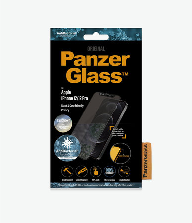 PanzerGlass - Edzett Üveg Privacy Case Friendly CamSlider AB - iPhone 12 és 12 Pro, fekete