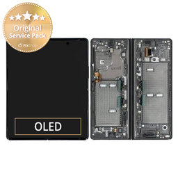 Samsung Galaxy Z Fold 2 F916B - LCD Kijelző + Érintőüveg + Keret (Mystic Black) - GH82-23968A, GH82-23969A Genuine Service Pack