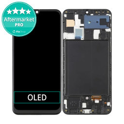Samsung Galaxy A50 A505F - LCD Kijelző + Érintőüveg + Keret (Black) OLED