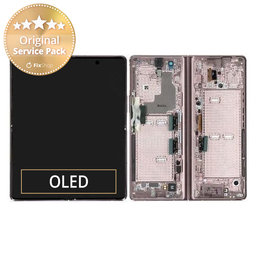 Samsung Galaxy Z Fold 2 F916B - LCD Kijelző + Érintőüveg + Keret (Mystic Brown) - GH82-23968B Genuine Service Pack