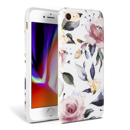 Tech-Protect - Virágos tok iPhone SE 2020/8/7 készülékhez, fehér