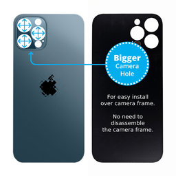 Apple iPhone 12 Pro - Hátsó Ház Üveg Nagyobb Kamera Nyílással (Blue)