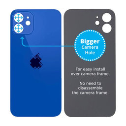 Apple iPhone 12 - Hátsó Ház Üveg Kibővített Kamera Lyukkal (Blue)