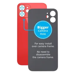 Apple iPhone 12 - Hátsó Ház Üveg Nagyobb Kamera Nyílással (Red)