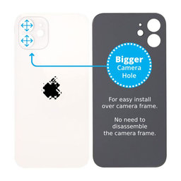 Apple iPhone 12 - Hátsó Ház Üveg Nagyobb Kamera Nyílással (White)
