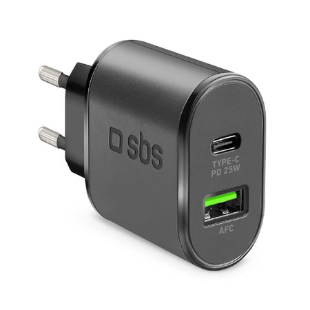 SBS - 25W Töltőadapter USB, USB-C, fekete