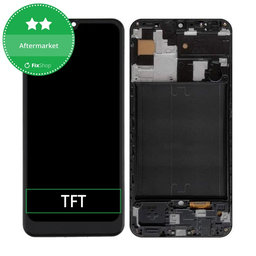 Samsung Galaxy A50 A505F - LCD Kijelző + Érintőüveg + Keret (Black) TFT