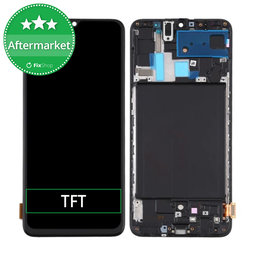 Samsung Galaxy A70 A705F - LCD Kijelző + Érintőüveg + Keret (Black) TFT