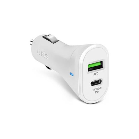 SBS - Autó töltő USB-C PowerDelivery 20W, USB 18W, fehér