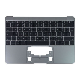 Apple MacBook 12" A1534 (Early 2015 - Mid 2017) - Felső Billentyűzet Keret + Billentyűzet UK (Space Gray)