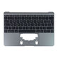 Apple MacBook 12" A1534 (Early 2015 - Mid 2017) - Felső Billentyűzet Keret + Billentyűzet UK (Space Gray)