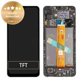 Samsung Galaxy A12 A127F, A032F - LCD Kijelző + Érintőüveg + Keret (Black) - GH82-26485A, GH82-26486A Genuine Service Pack