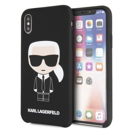 Karl Lagerfeld - Teljes testű, ikonikus kemény tok iPhone X / Xs készülékhez, fekete