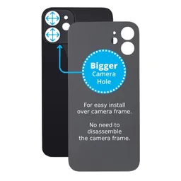 Apple iPhone 12 Mini - Hátsó Ház Üveg Nagyobb Kamera Nyílással (Black)