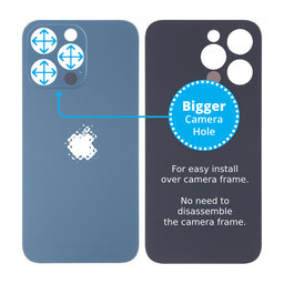 Apple iPhone 13 Pro - Hátsó Ház Üveg Nagyobb Kamera Nyílással (Blue)
