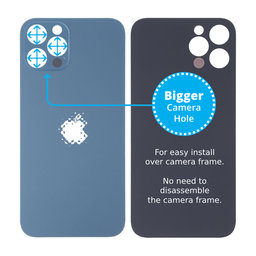 Apple iPhone 13 Pro Max - Hátsó Ház Üveg Nagyobb Kamera Nyílással (Blue)
