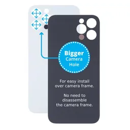Apple iPhone 13 Pro Max - Hátsó Ház Üveg Nagyobb Kamera Nyílással (Silver)