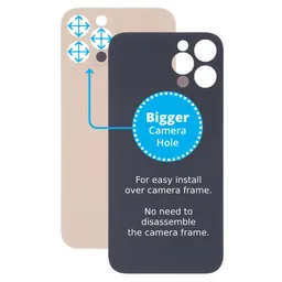Apple iPhone 13 Pro Max - Hátsó Ház Üveg Nagyobb Kamera Nyílással (Gold)