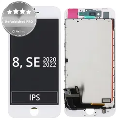 Apple iPhone 8, SE (2020), SE (2022) - LCD Kijelző + Érintőüveg + Keret (White) Refurbished PRO
