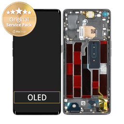 Oppo Reno 4 Pro - LCD Kijelző + Érintőüveg + Keret (Space Black) - 4904736 Genuine Service Pack