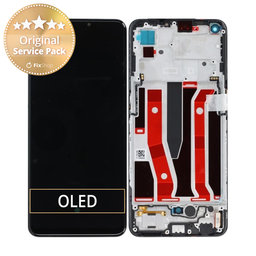 Oppo A94 5G CPH2211 - LCD Kijelző + Érintőüveg + Keret (Black) - O-4907425 Genuine Service Pack