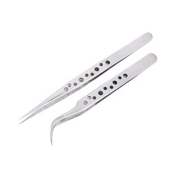 Stainless Steel Tweezer Set - Straight & Curved Tip