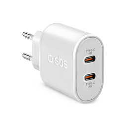 SBS - 20W Töltőadapter 2x USB-C Power Delivery, fehér