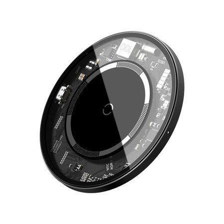 Baseus - Vezeték nélküli MagSafe Töltő, 15W, fekete/transparent