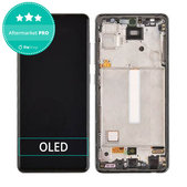 Samsung Galaxy A52 4G A525F - LCD Kijelző + Érintőüveg + Keret (Awesome Black) OLED
