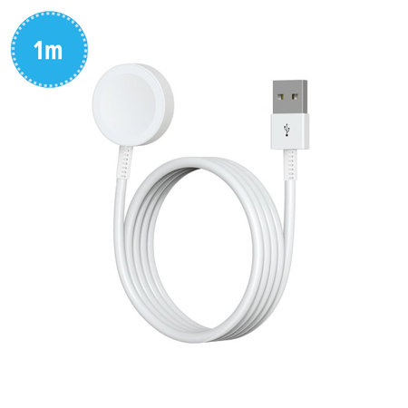 Mágneses Apple Watch töltőkábel, USB-A, 1 m, műanyag, bulk