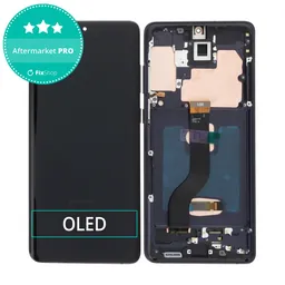 Samsung Galaxy S21 Plus G996B - LCD Kijelző + Érintőüveg + Keret (Phantom Black) OLED