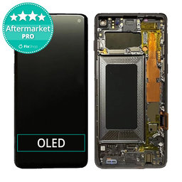 Samsung Galaxy S10 G973F - LCD Kijelző + Érintőüveg + Keret (Prism Black) OLED