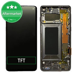 Samsung Galaxy S10 G973F - LCD Kijelző + Érintőüveg + Keret (Prism Black) TFT