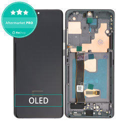 Samsung Galaxy S20 Ultra G988F - LCD Kijelző + Érintőüveg + Keret (Cosmic Black) OLED