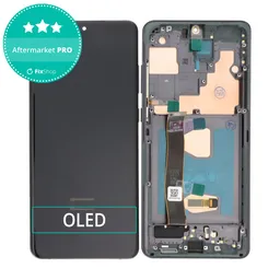 Samsung Galaxy S20 Ultra G988F - LCD Kijelző + Érintőüveg + Keret (Cosmic Black) OLED