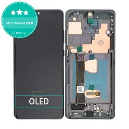 Samsung Galaxy S20 Ultra G988F - LCD Kijelző + Érintőüveg + Keret (Cosmic Black) OLED