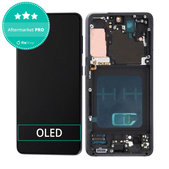 Samsung Galaxy S21 G991B - LCD Kijelző + Érintőüveg + Keret (Phantom Gray) OLED