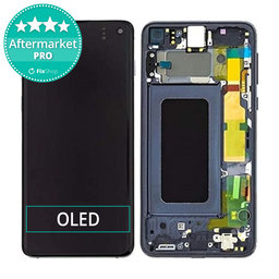 Samsung Galaxy S10e G970F - LCD Kijelző + Érintőüveg + Keret (Prism Black) OLED