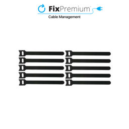 FixPremium - Kábelrendező - kábelszalag - 10 darabos készlet, fekete