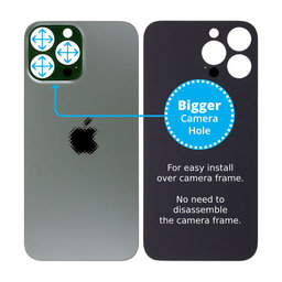Apple iPhone 13 Pro Max - Hátsó ház üveg Nagyobb Kamera Nyílással (Alpine Green)